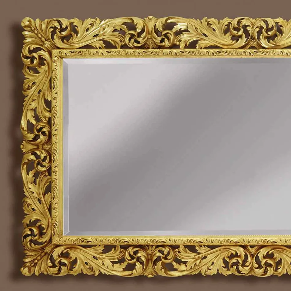 Miroir mural en bois avec lignes modernes fabriqué à la main en Italie Alex Viadurini