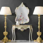 Miroir mural en sapin, console, fabriqué en Italie, plateau en mdf Gianluca Viadurini