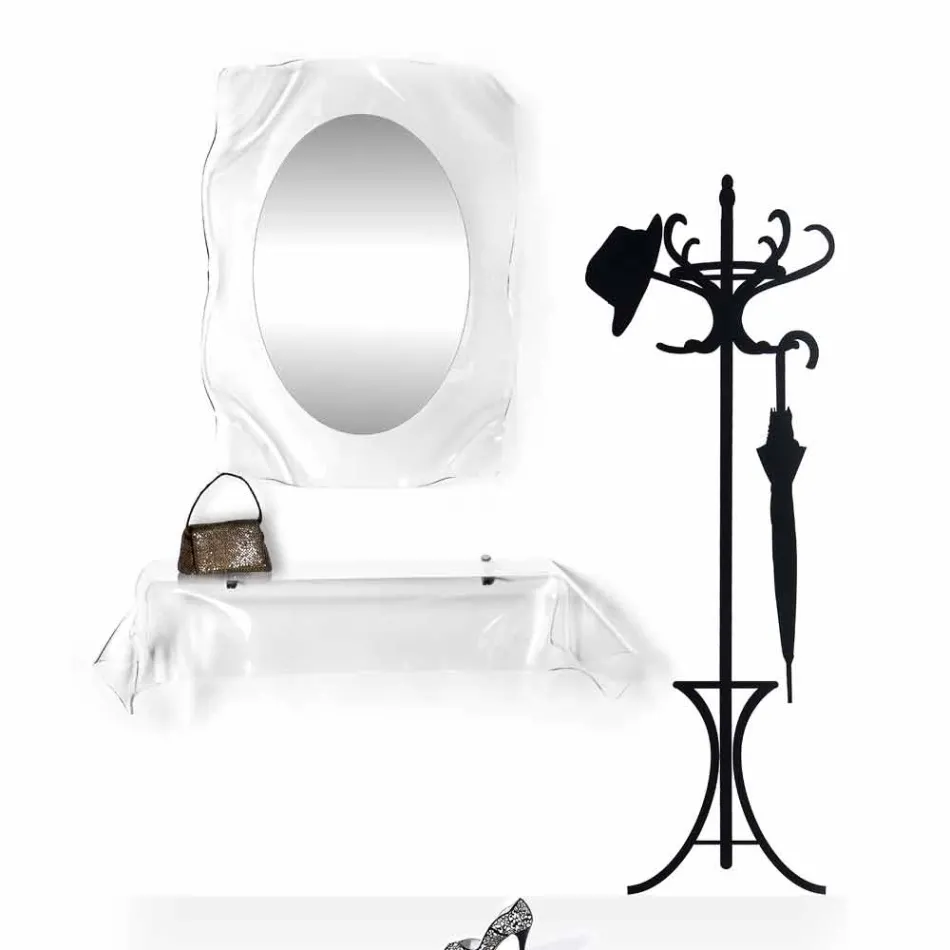 Miroir mural transparent design moderne Diva, fabriqué en Italie Viadurini