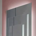 Miroir mural au sol avec lumière Led et structure blanche, 3 couches - Plaudio Viadurini