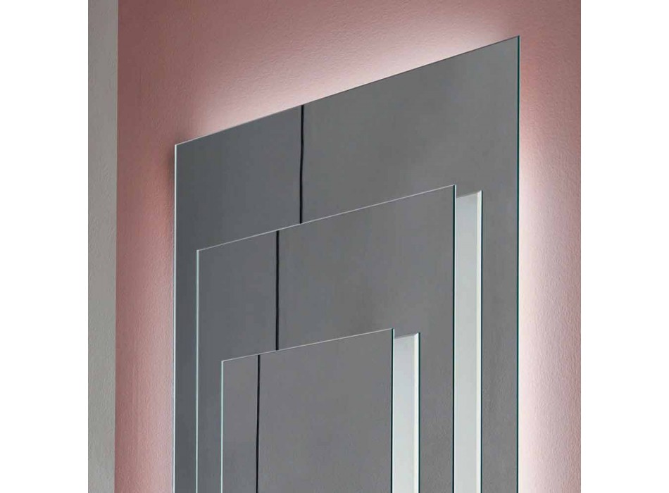 Miroir mural au sol avec lumière Led et structure blanche, 3 couches - Plaudio Viadurini