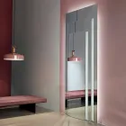 Miroir mural au sol avec lumière Led et structure blanche, 3 couches - Plaudio Viadurini