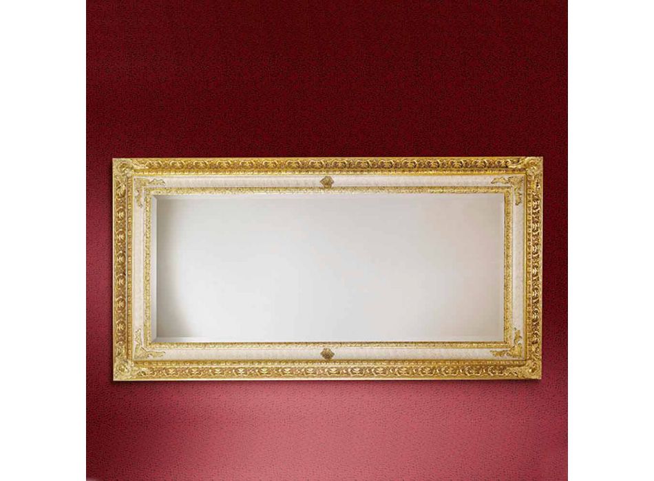 Miroir mural rectangulaire en bois fabriqué en Italie Raphael Viadurini