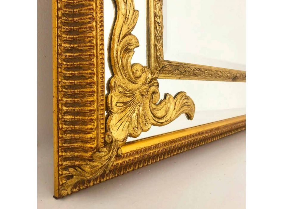 Miroir mural rectangulaire en bois, fabriqué en Italie, Valentino Viadurini