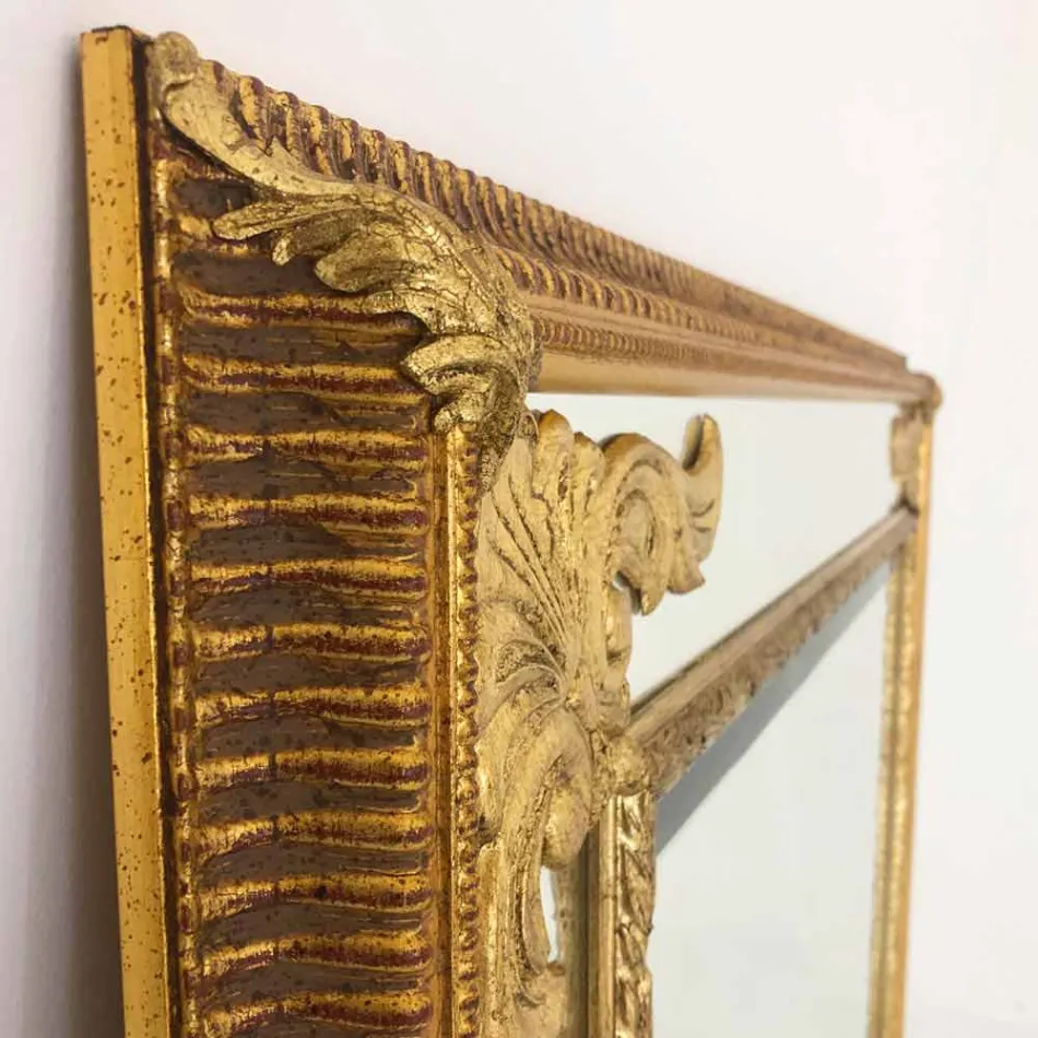 Miroir mural rectangulaire en bois, fabriqué en Italie, Valentino Viadurini