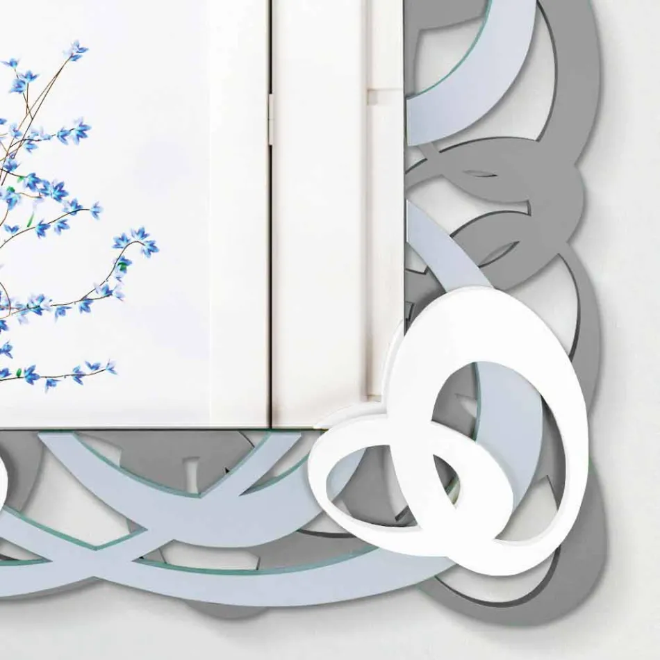 Miroir mural rectangulaire en bois coloré de design moderne - Amalga Viadurini