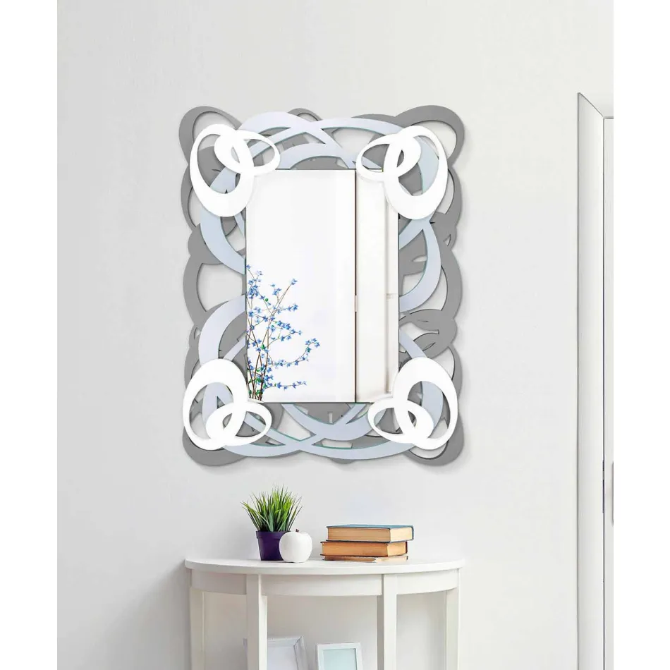 Miroir mural rectangulaire en bois coloré de design moderne - Amalga Viadurini