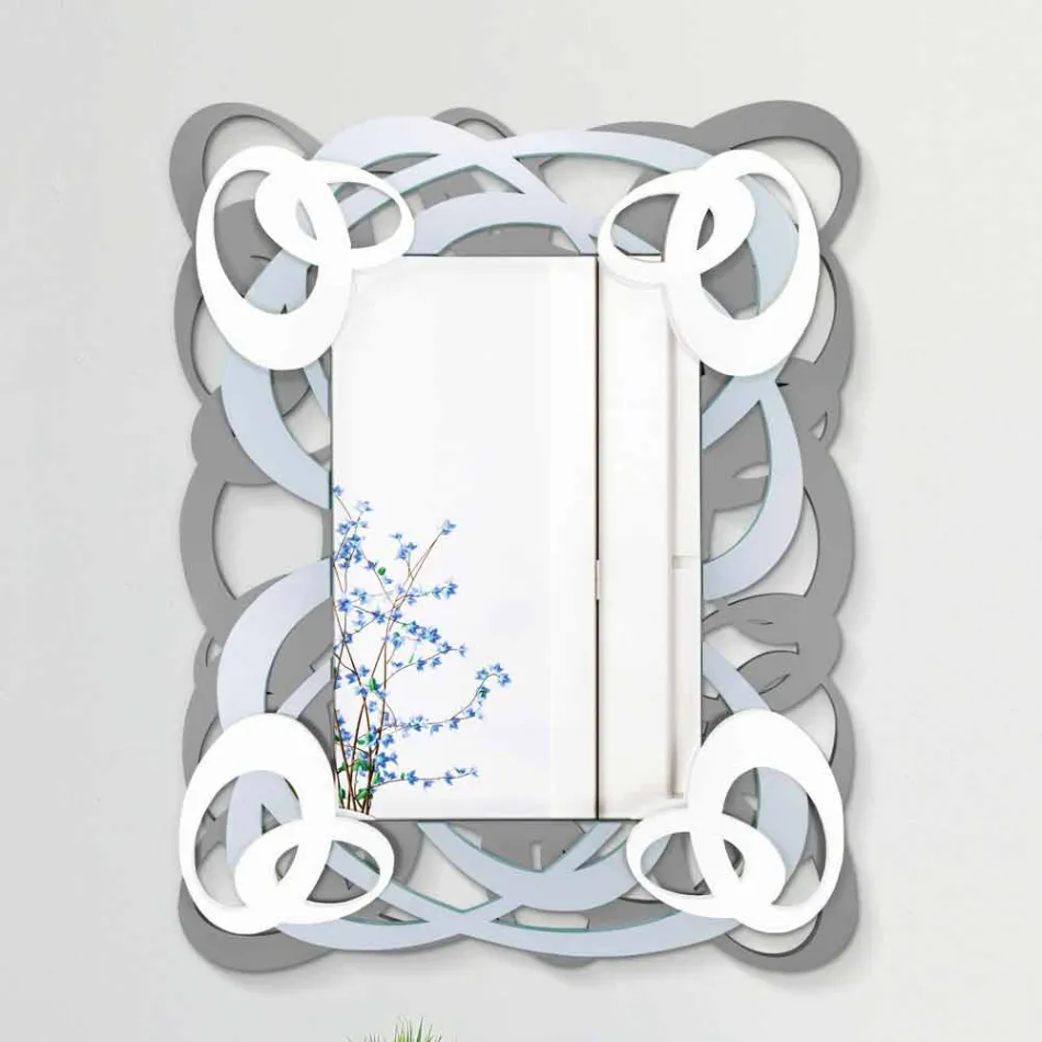 Miroir mural rectangulaire en bois coloré de design moderne - Amalga Viadurini