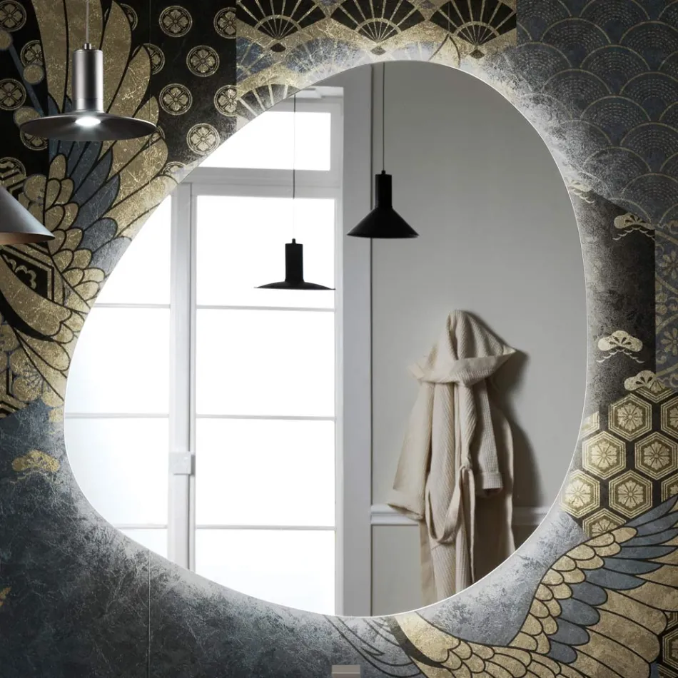 Miroir avec rétroéclairage LED réversible Made in Italy - Talk Viadurini