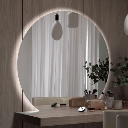 Miroir avec rétroéclairage LED uniquement sur le côté circulaire Made in Italy - Make Viadurini