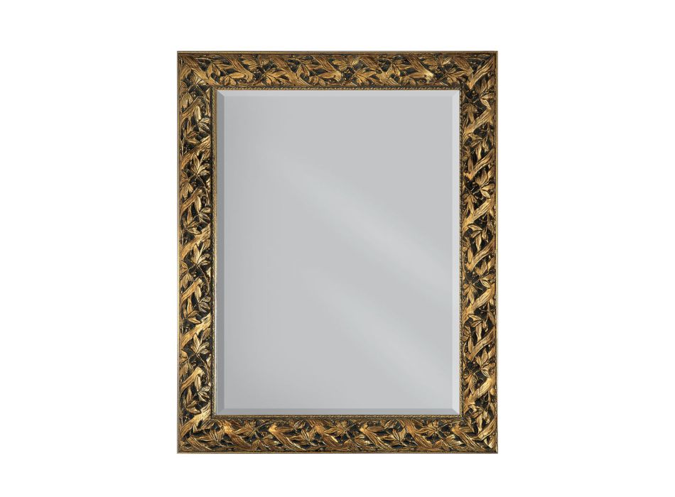 Miroir avec miroir au sol et cadre en feuille d'or fabriqué en Italie - Tane Viadurini