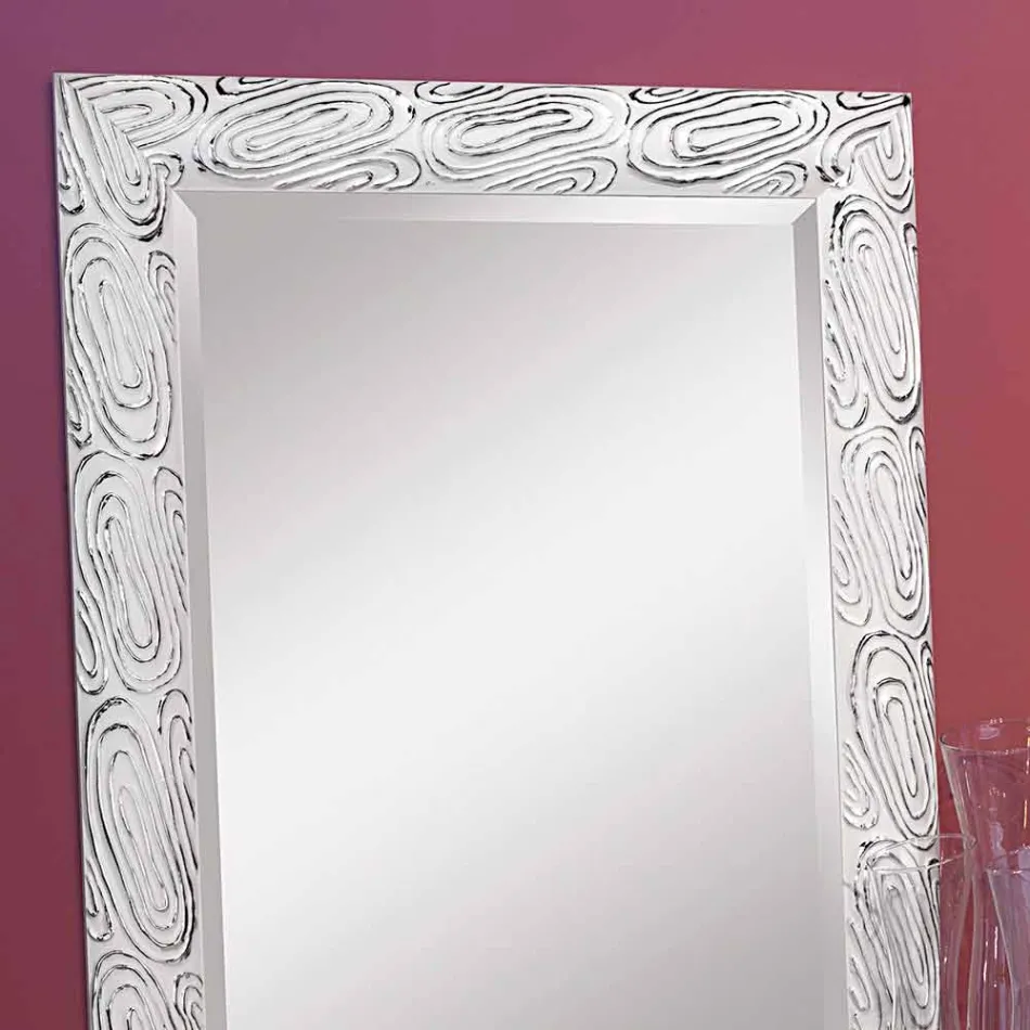 Miroir mural doré, blanc et argent en bois Eugenio fabriqué en Italie Viadurini