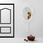 Miroir de mur blanc avec cadre décoré neige Made in Italy Viadurini