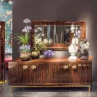 Miroir biseauté de la paroi de l'ébène poli et métal Ada 1 Viadurini