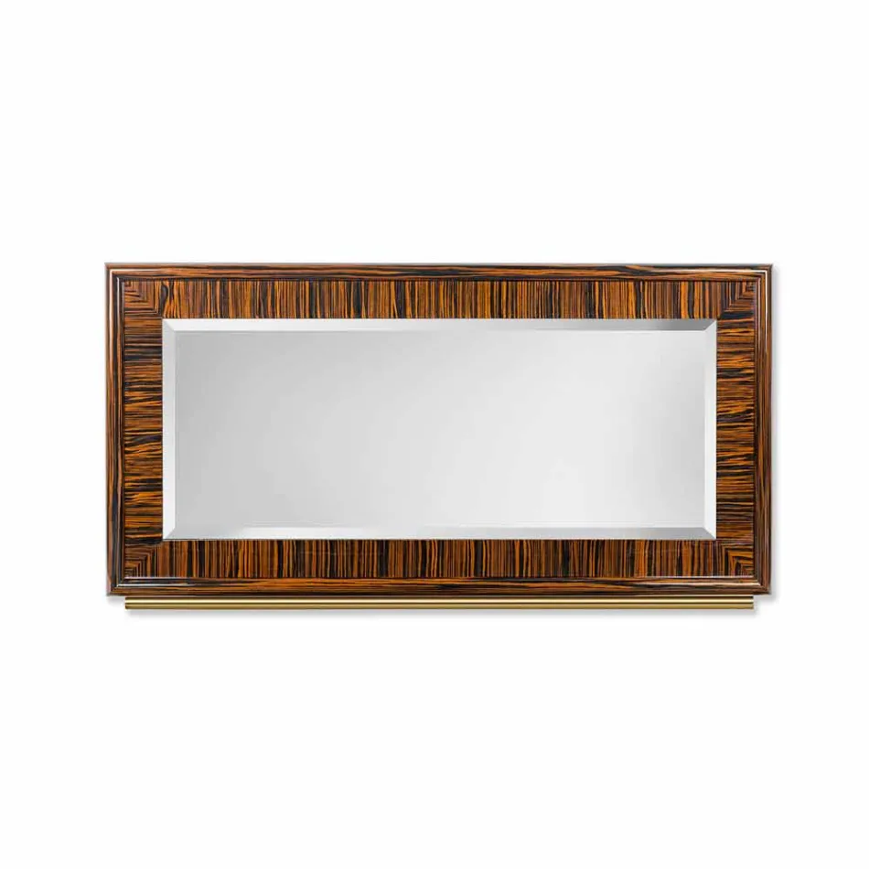 Miroir biseauté de la paroi de l'ébène poli et métal Ada 1 Viadurini