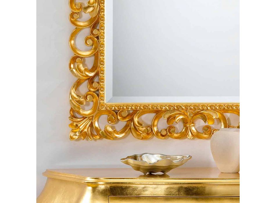 Miroir mural design classique avec finition feuille d'or Paris Viadurini