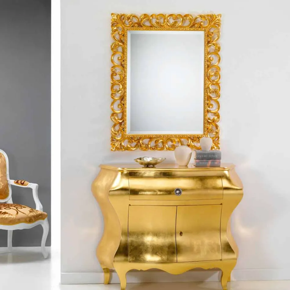 Miroir mural design classique avec finition feuille d'or Paris Viadurini