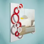 Miroir Mural Design Moderne Blanc Rouge Gris en Bois - Illusion Viadurini