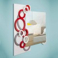 Miroir Mural Design Moderne Blanc Rouge Gris en Bois - Illusion