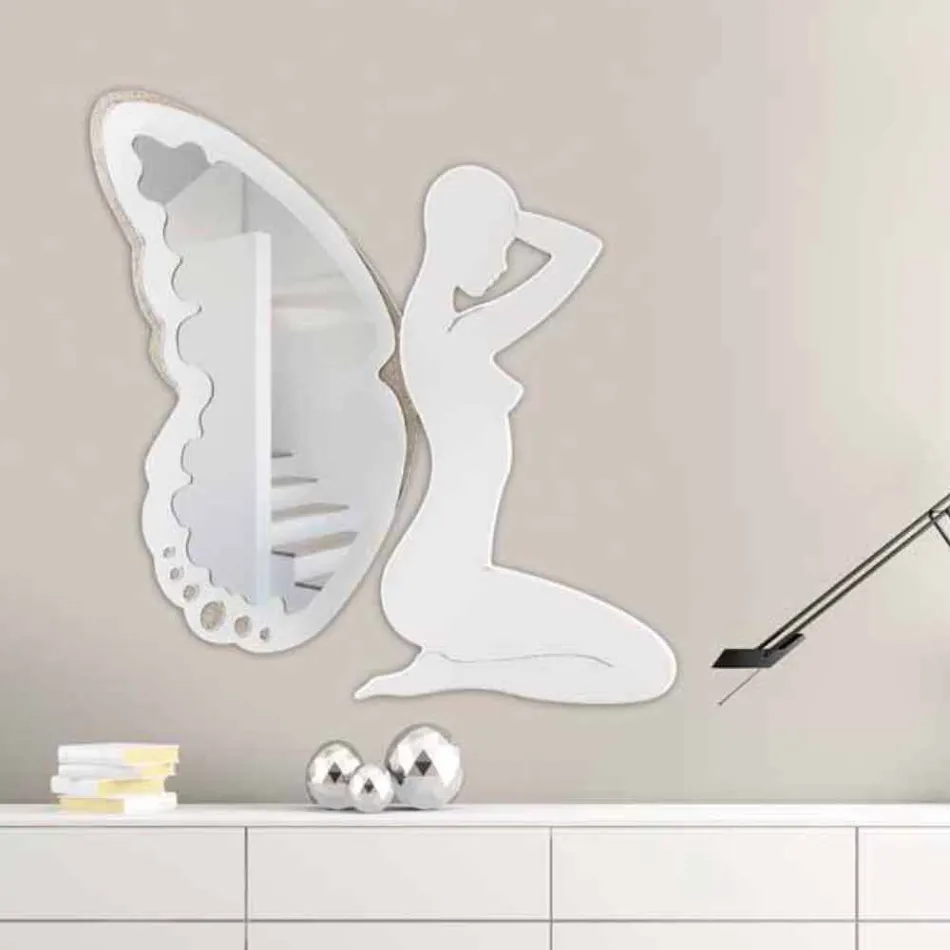 Miroir  Décoratif Mural Blanc design italien Trilli Bianca Viadurini