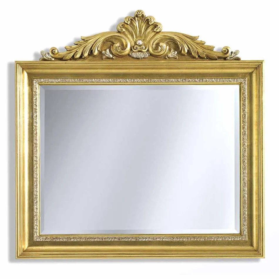 Miroir mural avec résine et frise en bois fait main en Italie Ivan Viadurini