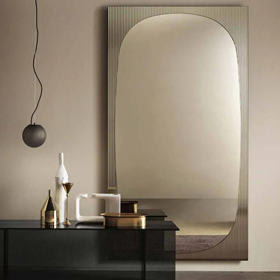 Miroir mural moderne avec miroir couleur bronze Made in Italy - Bandolero Viadurini