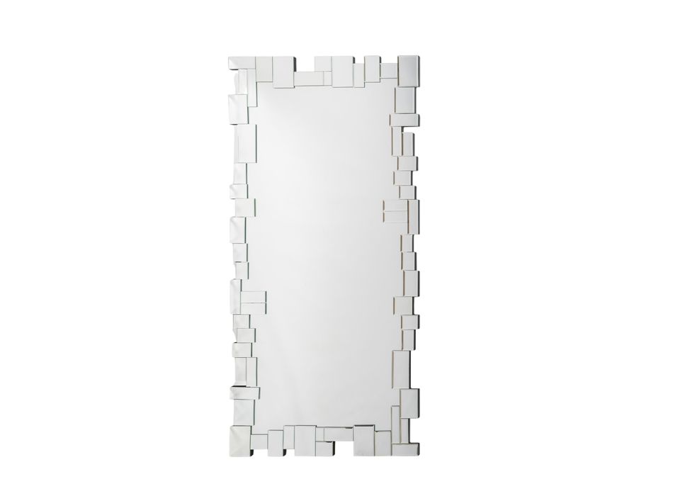Miroir mural rectangulaire avec cadre en verre façonné - Norbo Viadurini