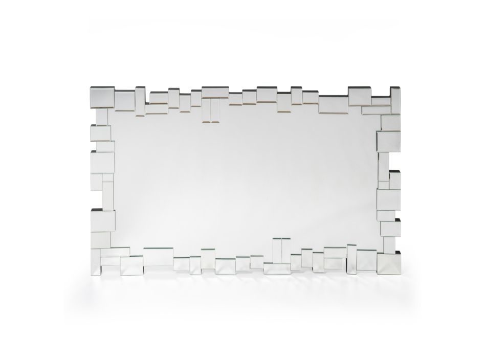 Miroir mural rectangulaire avec cadre en verre façonné - Norbo Viadurini