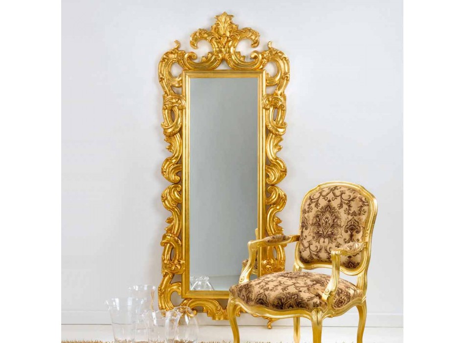 rez-de-miroir / mur design classique, finition feuille d'or Guerin Viadurini
