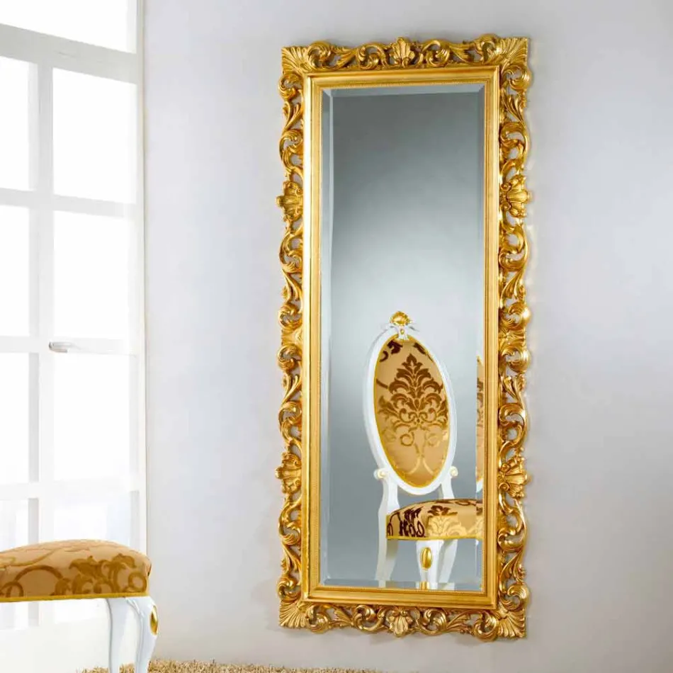 rez-de-Miroir / design mur avec finition à la feuille d'or Mata Viadurini