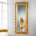 Miroir de sol /mural  de design avec finissage feuille d'or Mata