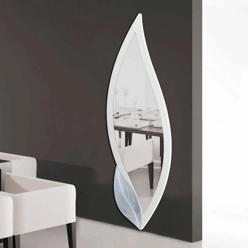 miroir design ivoire et argent en forme de pétale Ellen Viadurini