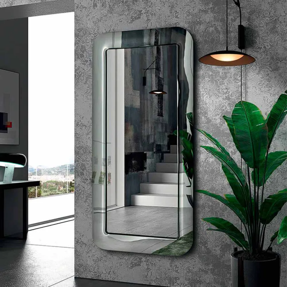Miroir design avec cadre en verre effet cristal fabriqué en Italie - Loop Viadurini