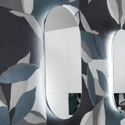 Miroir en fil poli de forme irrégulière rétro-éclairé fabriqué en Italie - Étude Viadurini