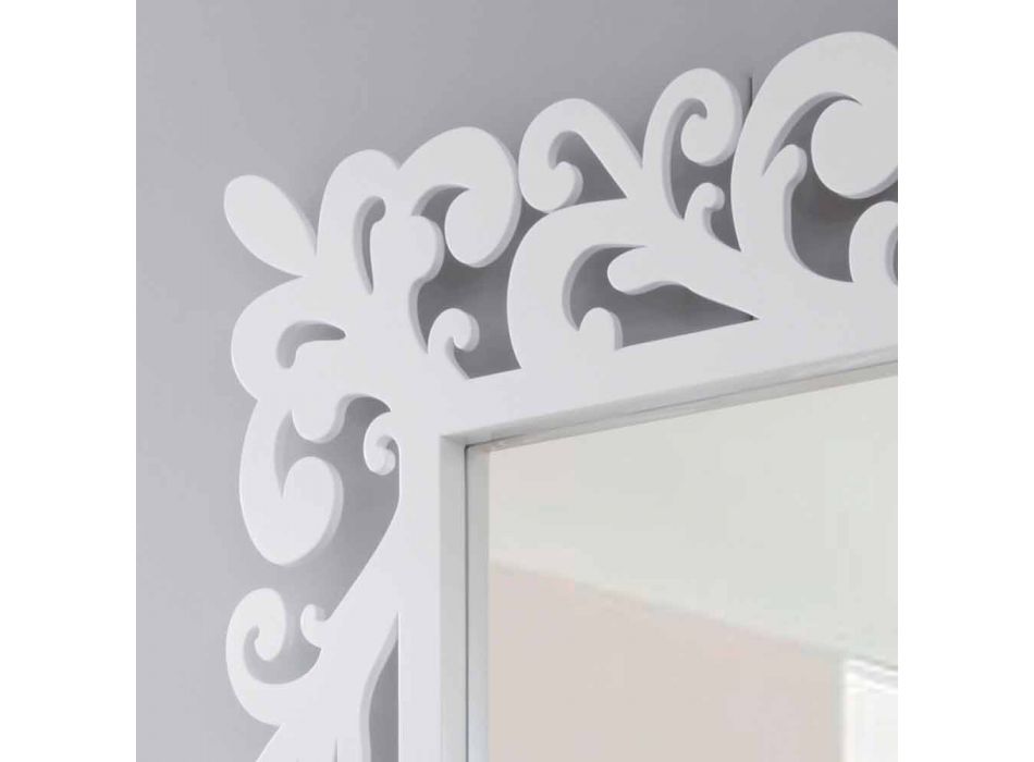Grand miroir mural design rectangulaire en bois blanc moderne - Cortese Viadurini