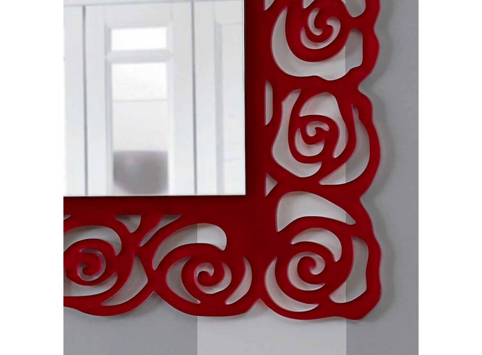 Grand miroir mural moderne en plexiglas rouge - Rosalinda Viadurini