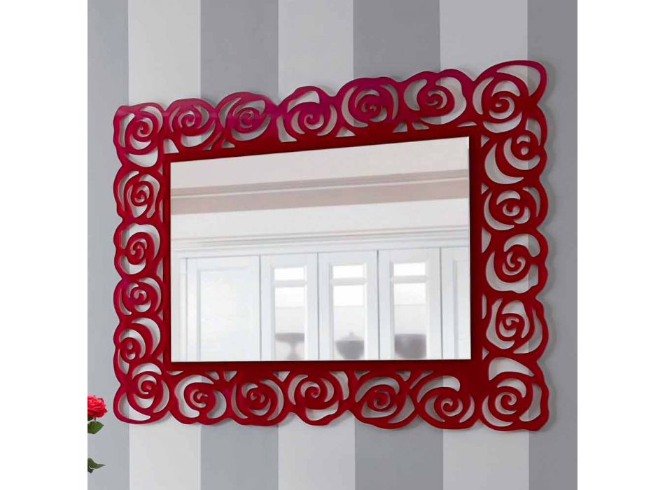 Grand miroir mural moderne en plexiglas rouge - Rosalinda Viadurini