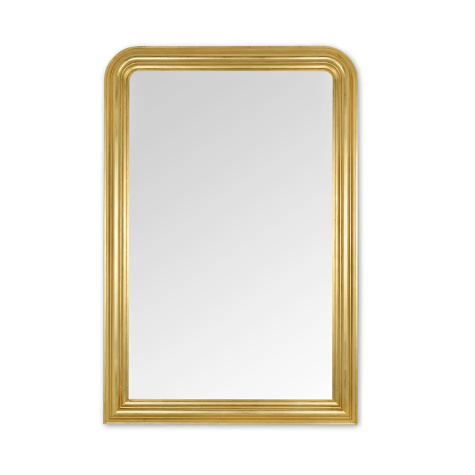 Miroir en bois décoré à la main en feuille d'or fabriqué en Italie - Navona Viadurini