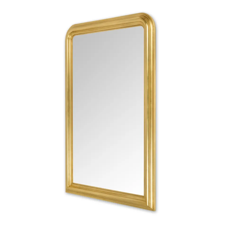 Miroir en bois décoré à la main en feuille d'or fabriqué en Italie - Navona Viadurini