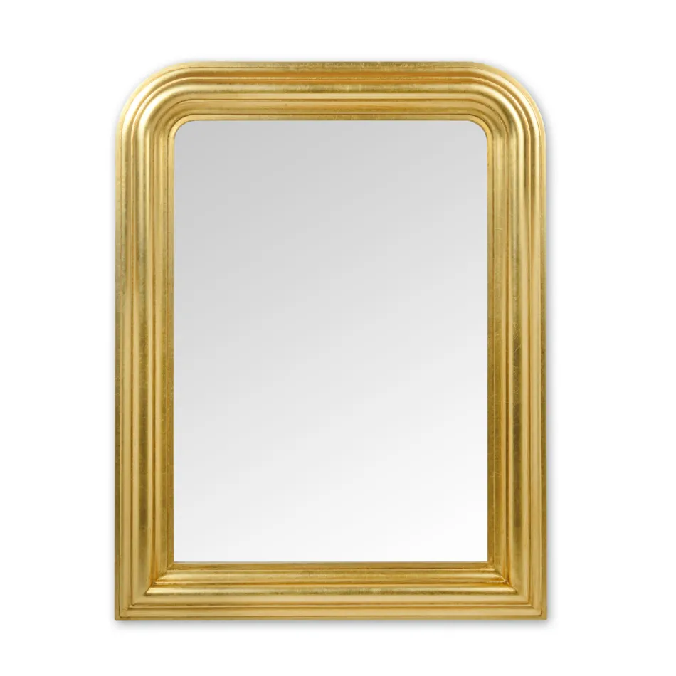 Miroir en bois décoré à la main en feuille d'or fabriqué en Italie - Navona Viadurini