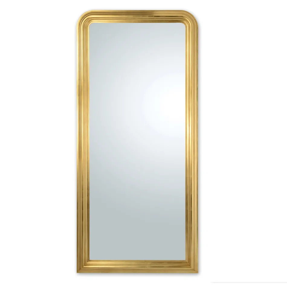 Miroir en bois décoré à la main en feuille d'or fabriqué en Italie - Navona Viadurini