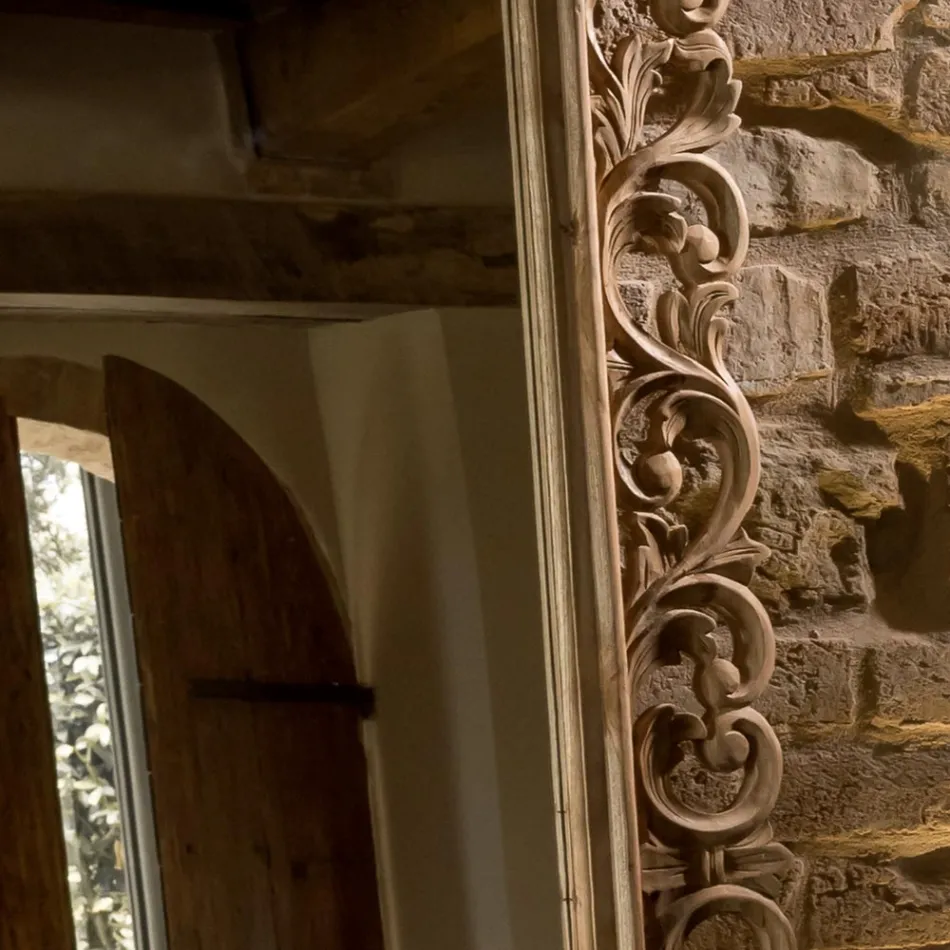 Miroir sculpté en bois de teck massif - Auguste Viadurini