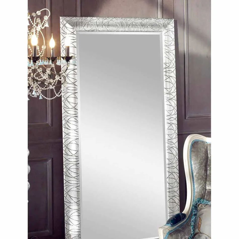 Miroir mural rectangulaire en bois de sapin fabriqué en Italie Achille Viadurini