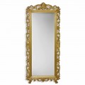 Miroir mural en bois ayous or / argent, fabriqué à la main en Italie, Francesco