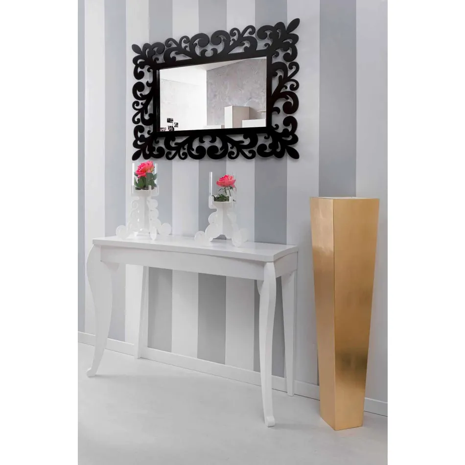 Grand Miroir Mural Rectangulaire Design Moderne en Bois Noir - Manola Viadurini
