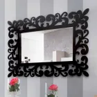 Grand Miroir Mural Rectangulaire Design Moderne en Bois Noir - Manola Viadurini
