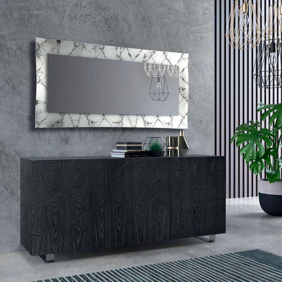 Miroir design rectangulaire avec cadre en verre fabriqué en Italie - Eclisse Viadurini