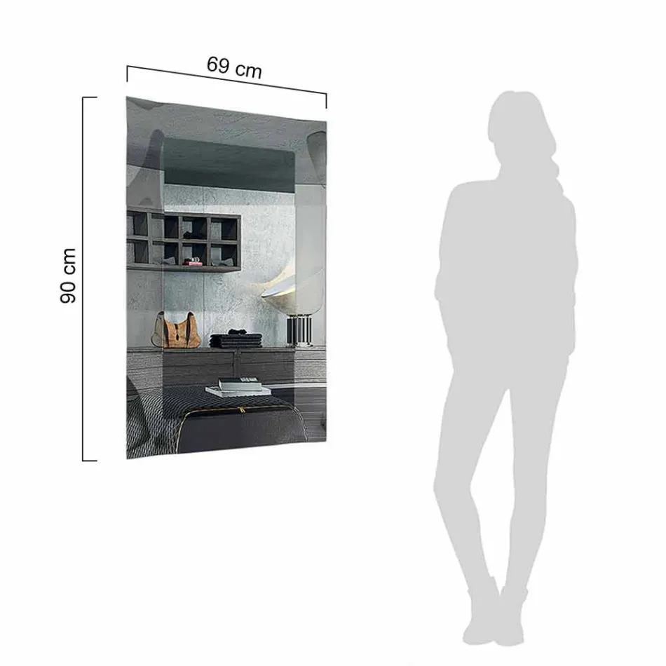 Miroir rectangulaire design avec cadre en verre fabriqué en Italie - Eclisse Viadurini