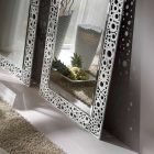 Miroir rectangulaire en argent et feuille noire fabriqué en Italie - Acca Viadurini