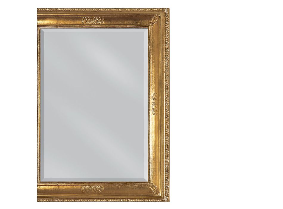 Miroir rectangulaire en feuille d'or légèrement vieilli fabriqué en Italie - Abeona Viadurini